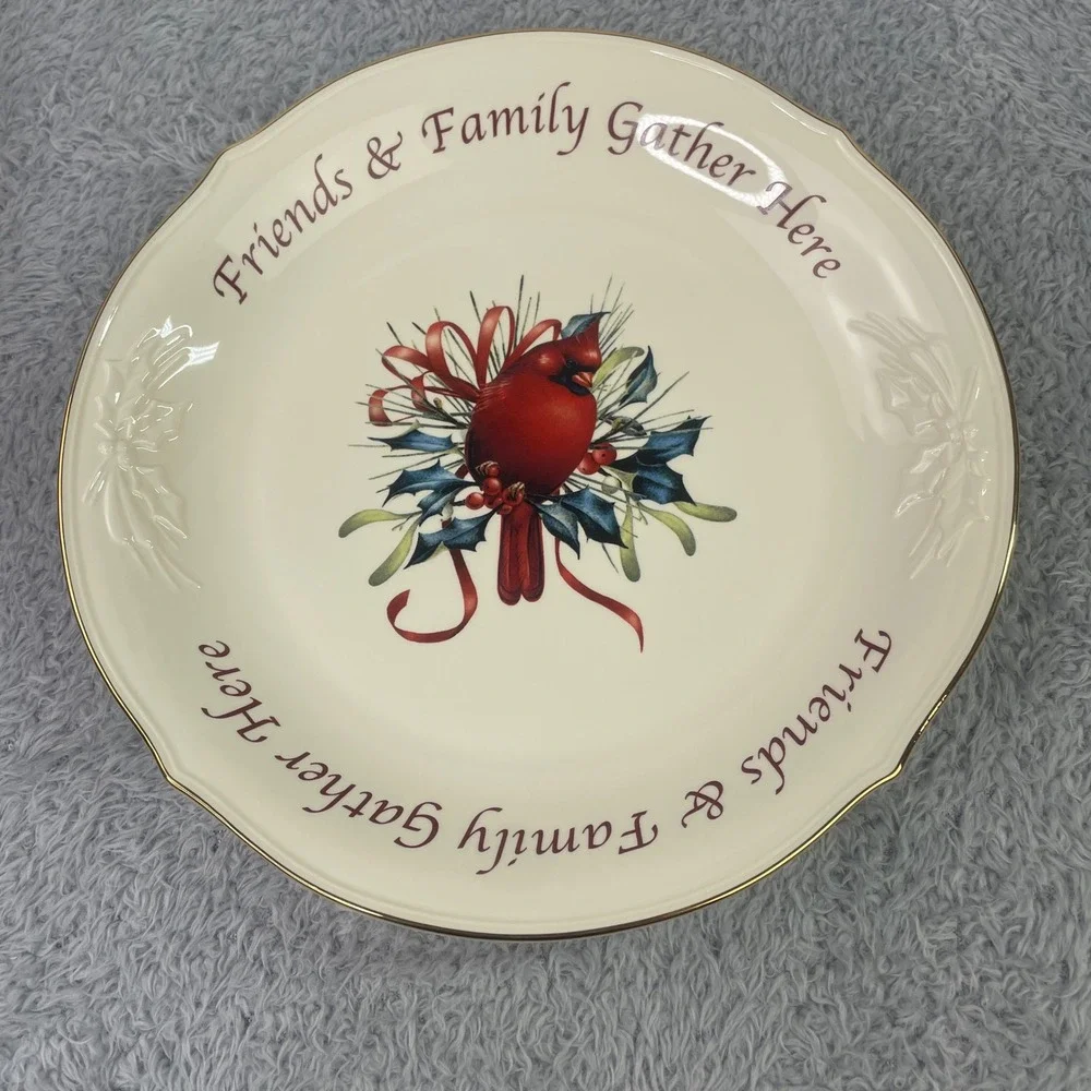 Lenox Winter Greetings Platter 12in Cream Cardinal Holiday Serving Plate